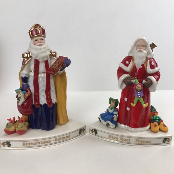 The Danbury Mint Santas Around the World Centerpiece Set England Missing Staff - Picture 6 of 16